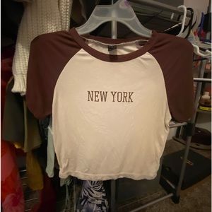 shein new york cropped tee